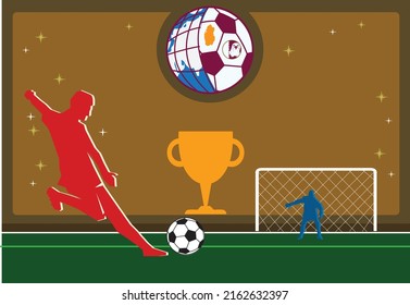 Soccer Game with Qatar themes. Editable clip Art.
