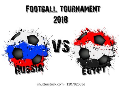 Soccer game Russia vs Egypt. Football tournament match 2018. Vector illustration