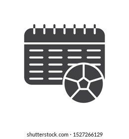 Soccer game schedule icon. flat simple pictogram. Calendar and soccer ball vector illustration