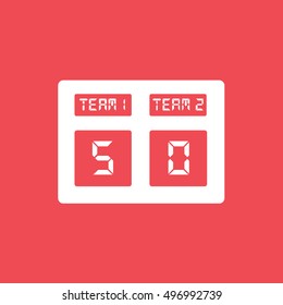 Soccer Game Score Flat Icon On Red Background