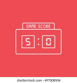 Soccer Game Score Line Icon On Red Background
