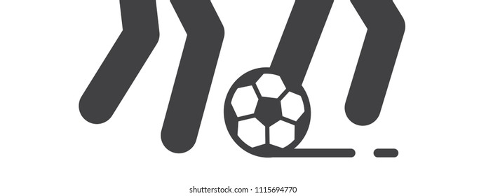 Soccer game zoom in close up. Silhouette vector.
