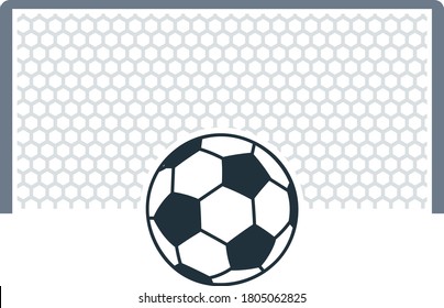 Soccer Gate With Ball On Penalty Point Icon. Flat Color Design. Vector Illustration.