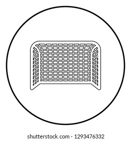 Soccer gate Football gate Handball gate Concept score icon black color outline vector illustration flat style simple image in circle round
