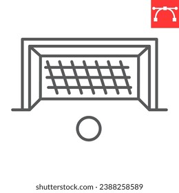 Soccer gate line icon, sport and goal, soccer penalty vector icon, vector graphics, editable stroke outline sign, eps 10.