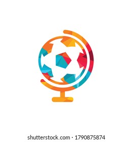 Soccer globe vector logo design template. Soccer planet logo template illustration.