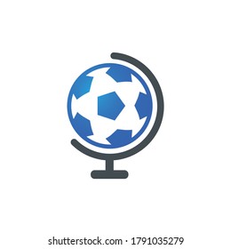 Soccer globe vector logo design template. Soccer planet logo template illustration.