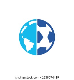 Soccer globe vector logo design template. Soccer planet logo template illustration.