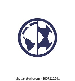 Soccer globe vector logo design template. Soccer planet logo template illustration.