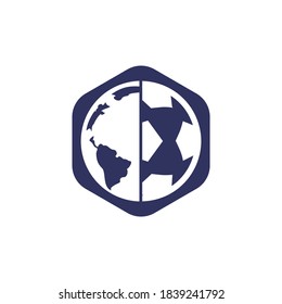 Soccer globe vector logo design template. Soccer planet logo template illustration.
