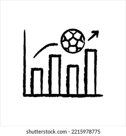 Soccer goal analytics hand-drawn icon vector graphic illustration