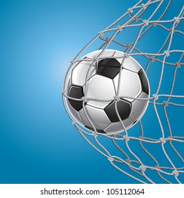 Soccer Goal. A soccer ball in a net. Vector illustration