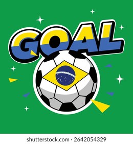 Soccer Goal With Brazil Flag