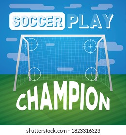 Soccer goal in a soccer field - Vector