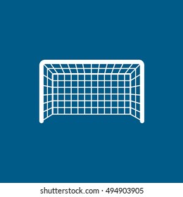 Soccer Goal Flat Icon On Blue Background