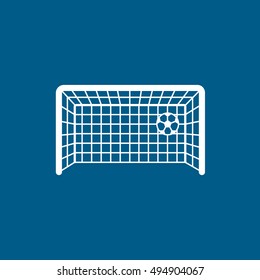 Soccer Goal Flat Icon On Blue Background