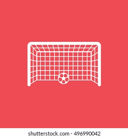 Soccer Goal Flat Icon On Red Background