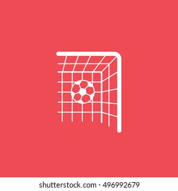 Soccer Goal Flat Icon On Red Background