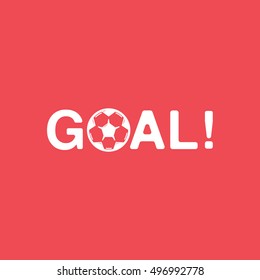 Soccer Goal Flat Icon On Red Background