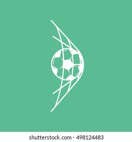 Soccer Goal Flat Icon On Green Background