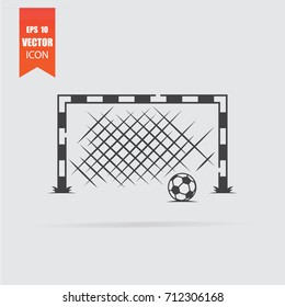 Soccer goal icon in flat style isolated on grey background. For your design, logo. Vector illustration.