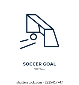 soccer goal icon from football collection. Thin linear soccer goal, play, game outline icon isolated on white background. Line vector soccer goal sign, symbol for web and mobile