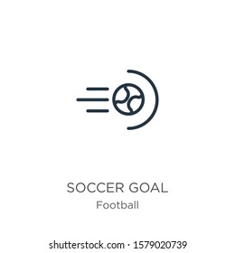Soccer goal icon. Thin linear soccer goal outline icon isolated on white background from football collection. Line vector sign, symbol for web and mobile