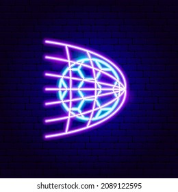 Soccer Goal Neon Sign. Vector Illustration of Sport Promotion.