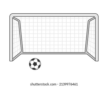 Soccer goal net and soccer ball.