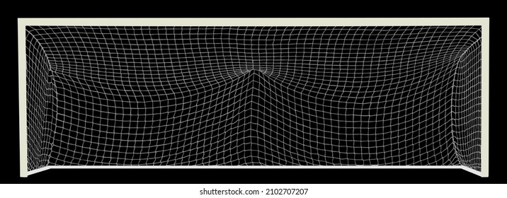 Soccer goal net construction vector silhouette illustration isolated on black background. Empty football goal. Sport equipment symbol.