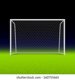 Soccer goal on black. Vector.