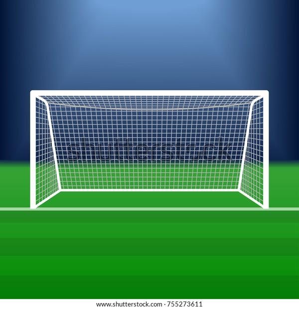 競技場でのサッカーのゴール ネットとフットボールの柱またはゲート ベクターイラスト のベクター画像素材 ロイヤリティフリー