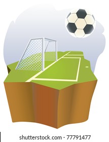 Soccer goal  with part of field.