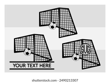 Soccer Goal Post With ball, Net, Sports, Soccer ball, Game, Goalpost Silhouette, Soccer Goal. ball, 