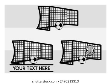 Soccer Goal Post With ball, Net, Sports, Soccer ball, Game, Goalpost Silhouette, Soccer Goal. ball, 