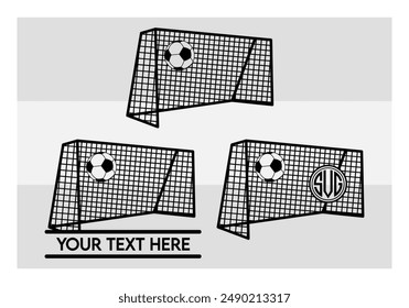 Soccer Goal Post With ball, Net, Sports, Soccer ball, Game, Goalpost Silhouette, Soccer Goal. ball, 