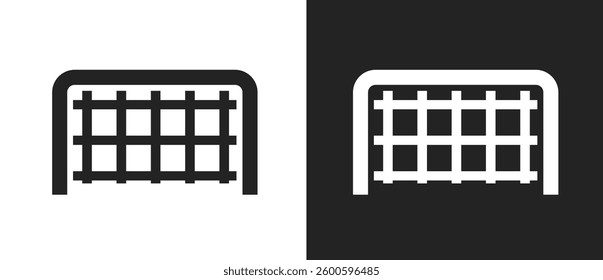 Soccer goal post simple icon pictogram vector graphic set, football gate black white sign symbol isolated silhouette shape minimal design image clip art