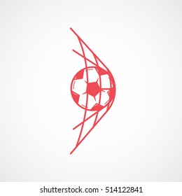 Soccer Goal Red Flat Icon On White Background