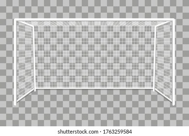 Soccer goal with shadow and net. Gate for the football field. Football. Isolated on transparent background. Vector illustration