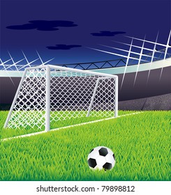 Soccer goal and stadium.