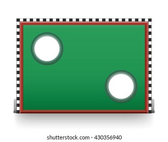 Soccer goal wall with two holes - for to take a penalty kick. Isolated vector illustration on white background.