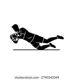 Soccer Goalkeeper Catch Landing Save Silhouette