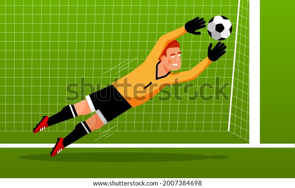 Soccer Goalkeeper Catches Ball After Hitting Stock Vector (Royalty Free ...