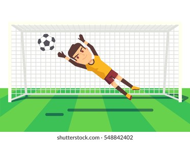 Soccer Goalkeeper Catching A Ball Illustration.