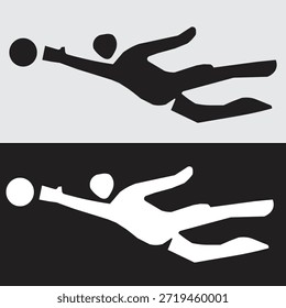 Fußball Torwart Tauchen Speichern Symbol-Set, Fußball Goalie Fang Action Symbol für Sport Interface Design