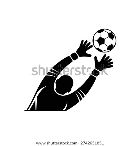 Soccer Goalkeeper Diving Save Silhouette | Football Goalie Spectacular Side Dive Catch Illustration