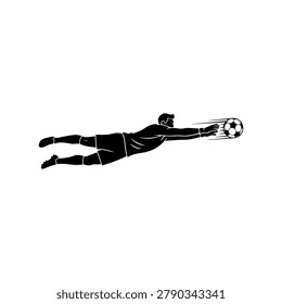 Soccer Goalkeeper Fingertip Save Action Silhouette