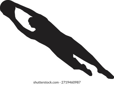 Fußball-Torwart Full Stretch Diving Catch Symbol, Fußball-Goalie Aktion speichern Symbol