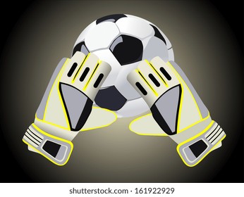 soccer ball with goalie gloves