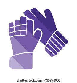 Soccer goalkeeper gloves icon. Flat color design. Vector illustration.